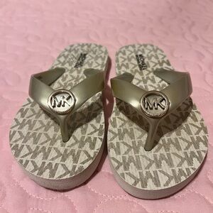 Kids Michael Kors Flip Flops Gold Size 11-12